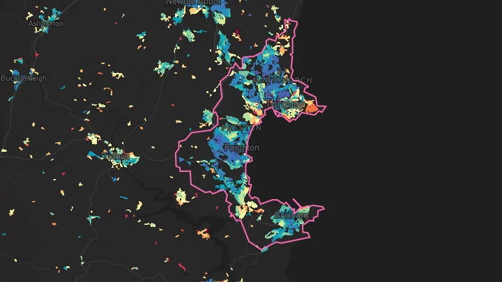 House price heatmap showing property values across Torbay