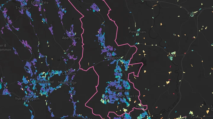 House price heatmap showing property values across Torfaen
