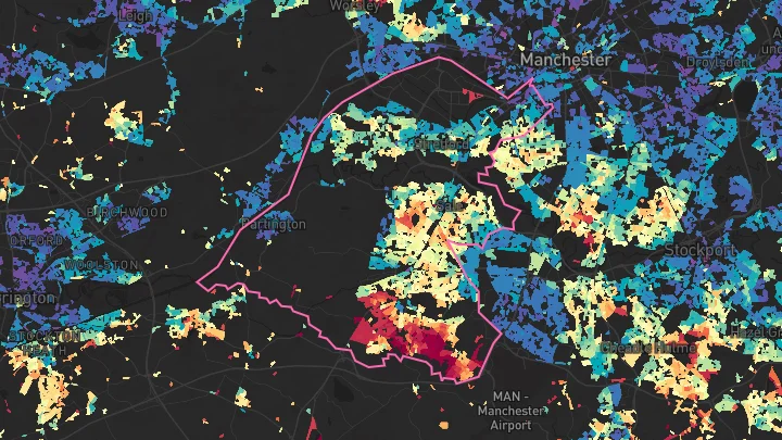 House price heatmap showing property values across Trafford