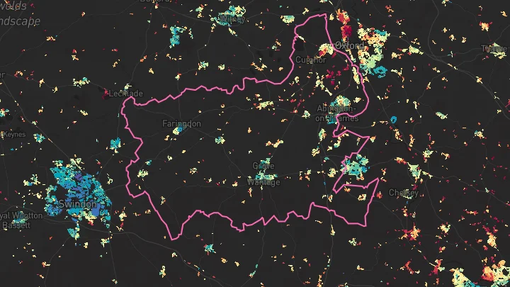 House price heatmap showing property values across Vale of White Horse
