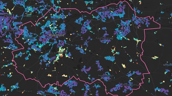 House price heatmap showing property values across Wakefield