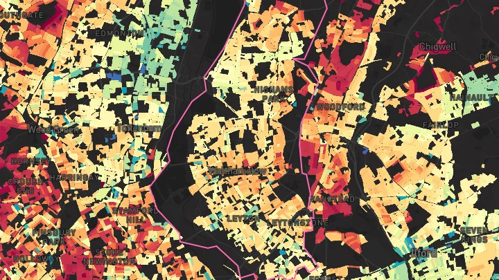 House price heatmap showing property values across Waltham Forest