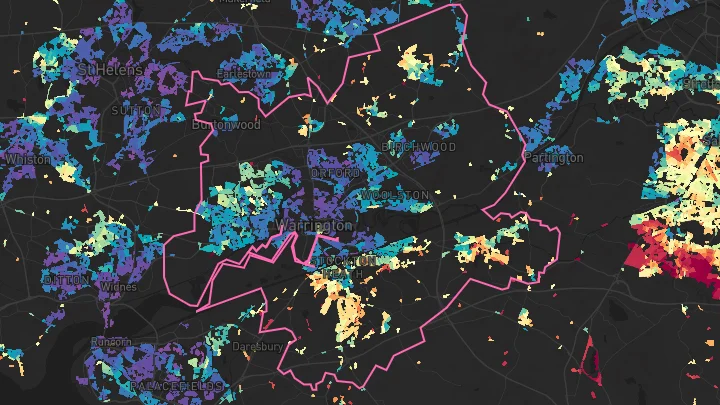 House price heatmap showing property values across Warrington