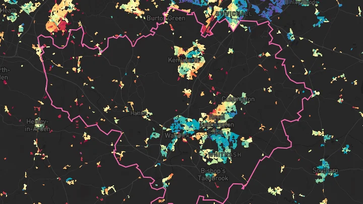 House price heatmap showing property values across Warwick