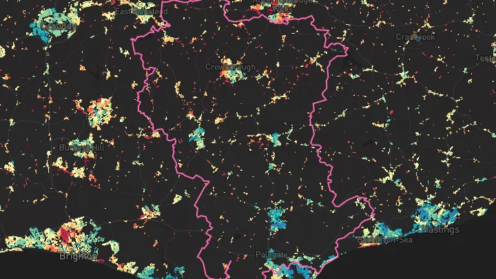 House price heatmap showing property values across Wealden