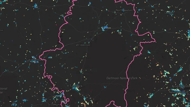 House price heatmap showing property values across West Devon