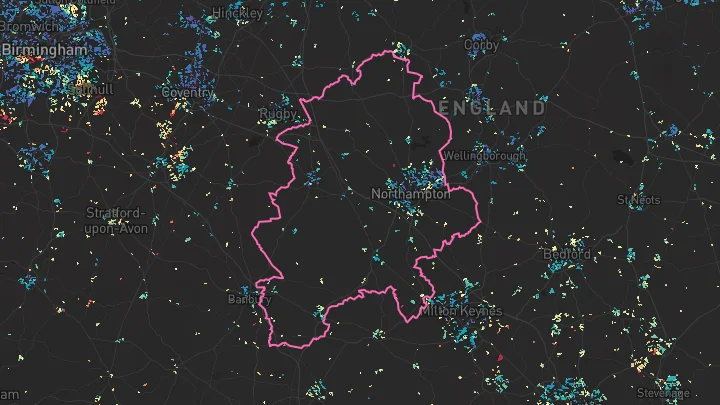 House price heatmap showing property values across West Northamptonshire