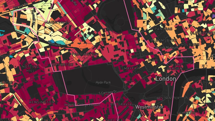 House price heatmap showing property values across Westminster