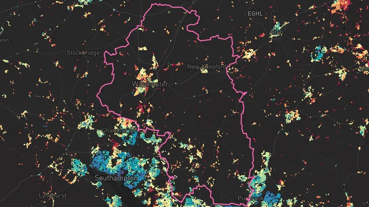 House price heatmap showing property values across Winchester