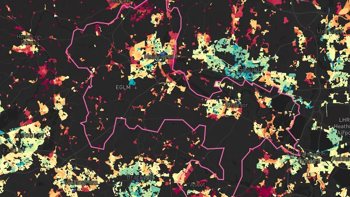 House price heatmap showing property values across Windsor and Maidenhead