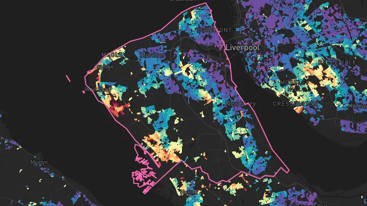 House price heatmap showing property values across Wirral