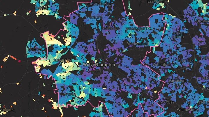 House price heatmap showing property values across Wolverhampton