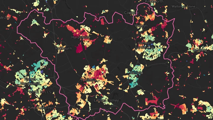 House price heatmap showing property values across St Albans