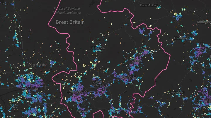 House price heatmap showing property values across Blackburn