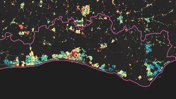 House price heatmap showing property values across Brighton