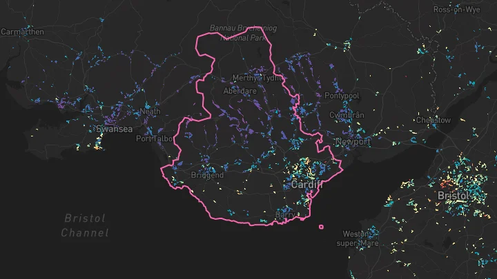 House price heatmap showing property values across Cardiff