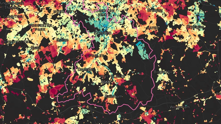 House price heatmap showing property values across Croydon