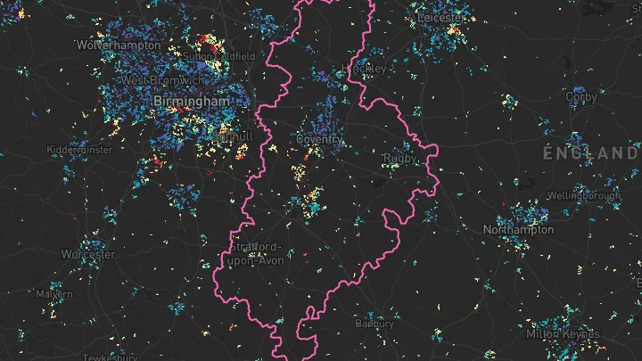 House price heatmap showing property values across Coventry