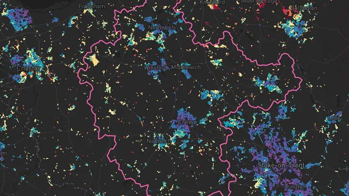 House price heatmap showing property values across Crewe