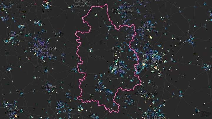 House price heatmap showing property values across Derby
