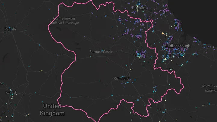 House price heatmap showing property values across Darlington
