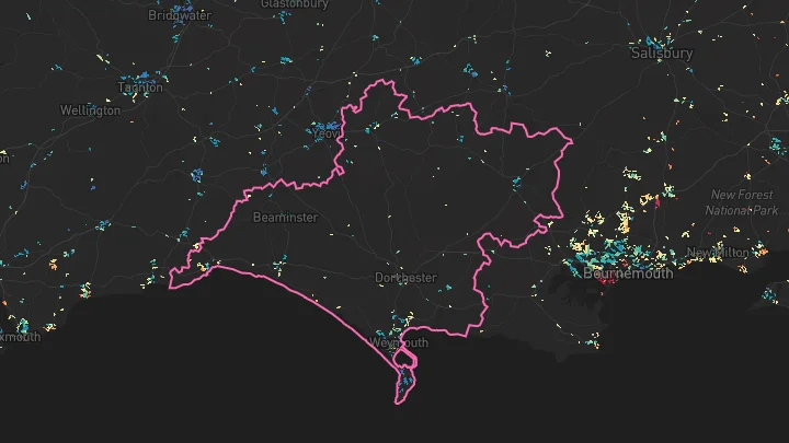 House price heatmap showing property values across Dorchester