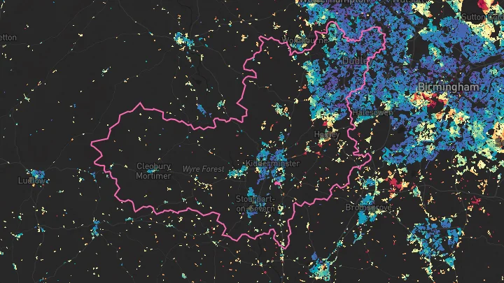 House price heatmap showing property values across Dudley