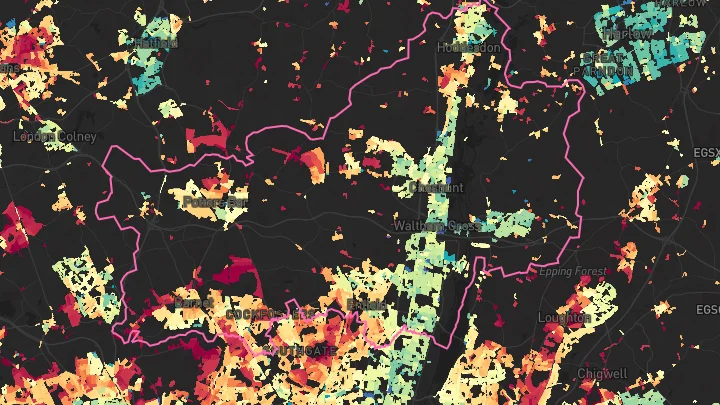 House price heatmap showing property values across Enfield