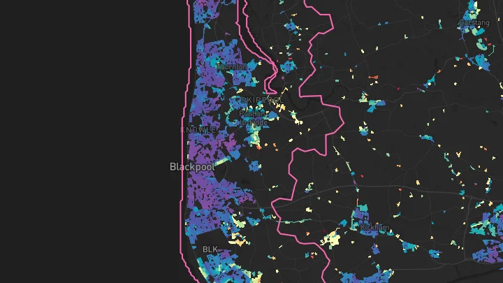 House price heatmap showing property values across Blackpool