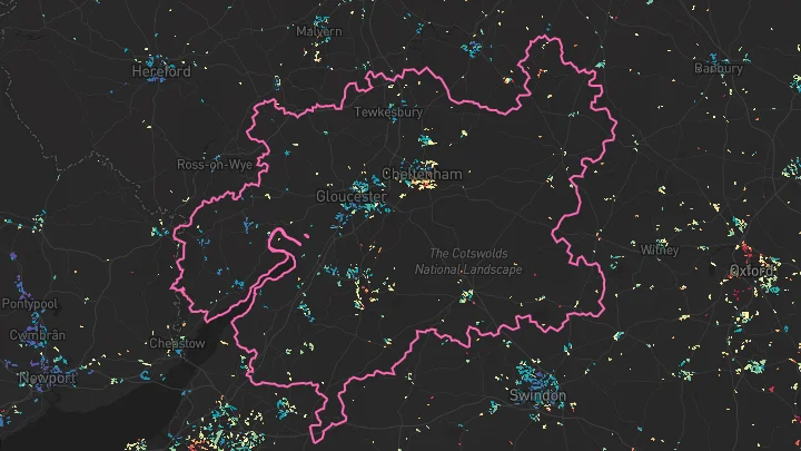 House price heatmap showing property values across Gloucester
