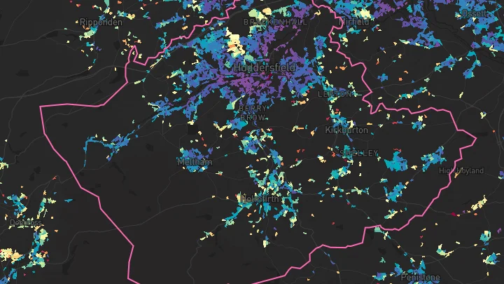 House price heatmap showing property values across Huddersfield