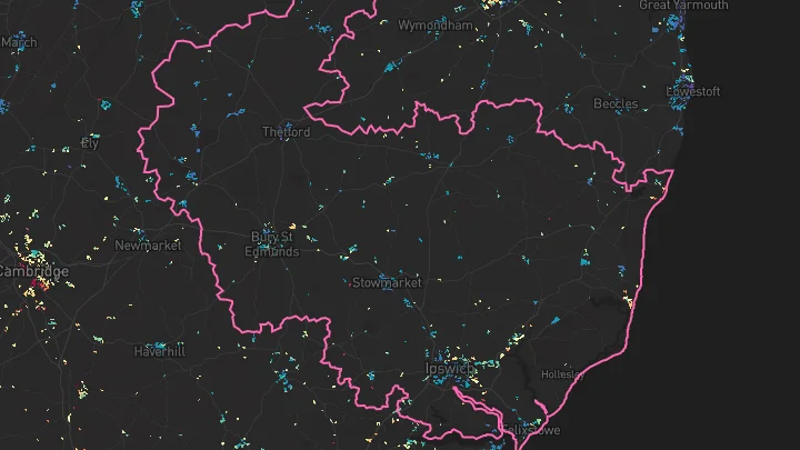 House price heatmap showing property values across Ipswich