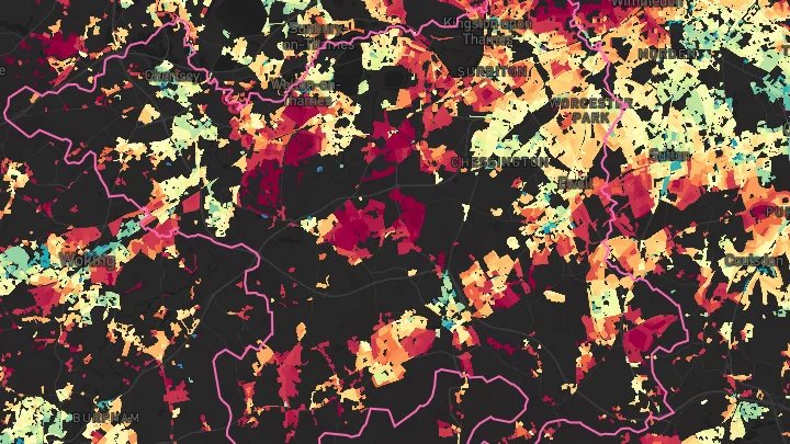 House price heatmap showing property values across Kingston upon Thames