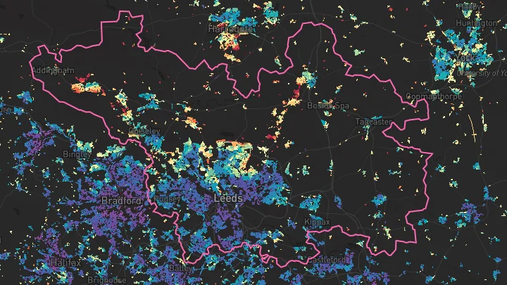 House price heatmap showing property values across Leeds