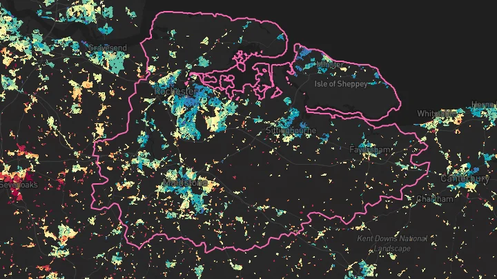 House price heatmap showing property values across Medway