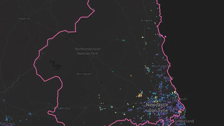 House price heatmap showing property values across Newcastle upon Tyne