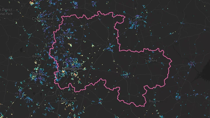 House price heatmap showing property values across Nottingham
