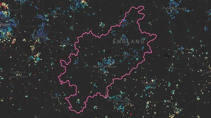 House price heatmap showing property values across Northampton