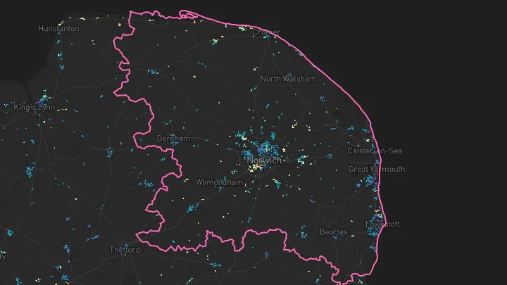 House price heatmap showing property values across Norwich