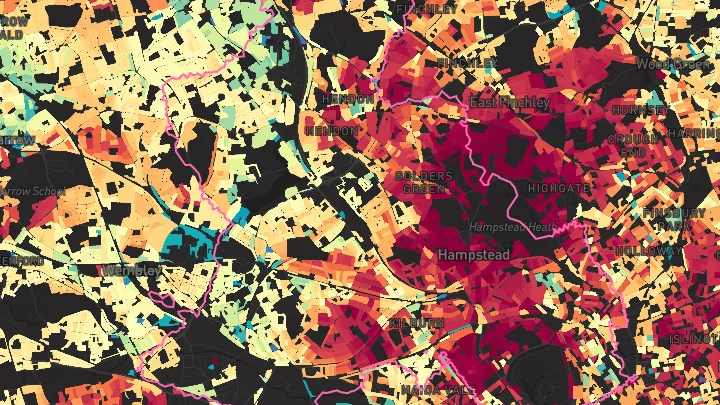House price heatmap showing property values across North West London