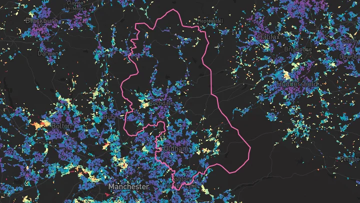 House price heatmap showing property values across Oldham