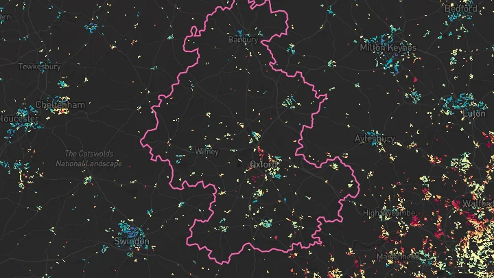 House price heatmap showing property values across Oxford