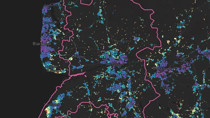 House price heatmap showing property values across Preston