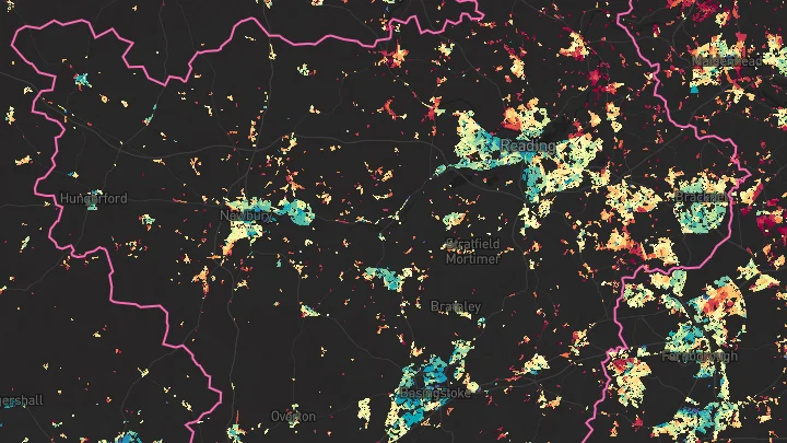 House price heatmap showing property values across Reading