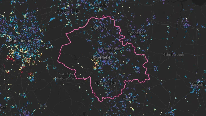 House price heatmap showing property values across Sheffield