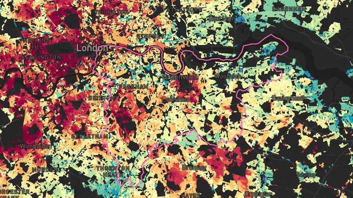 House price heatmap showing property values across South East London