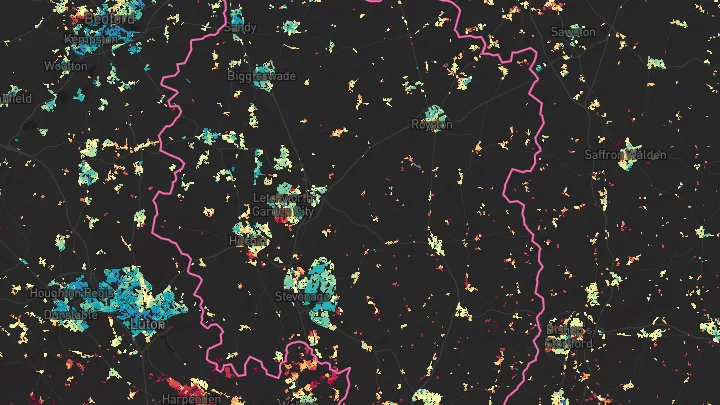 House price heatmap showing property values across Stevenage