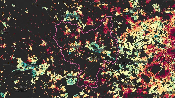 House price heatmap showing property values across Slough