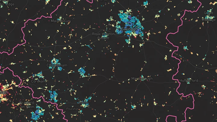 House price heatmap showing property values across Swindon