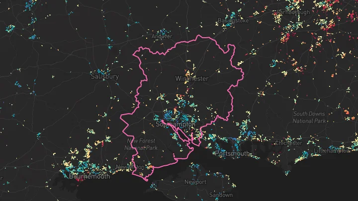 House price heatmap showing property values across Southampton